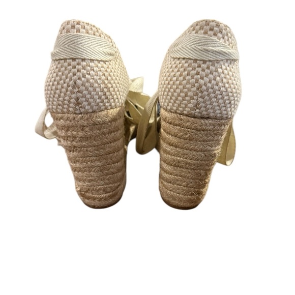 Reformation Camilla Lace Up Wedge Espadrille 7 Black - Picture 8 of 9